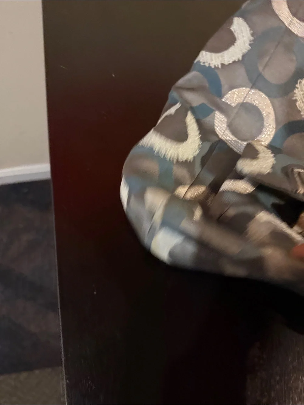 Coach Gray and Teal Signature Circle Shoulder Bag